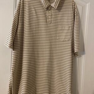 Roundtree & Yorke Beige Striped Polo Shirt